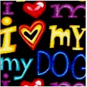 I Love My Dog on Black - LTD. YARDAGE AVAILABLE IN 4 PIECES