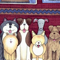 Raining Cats and Dogs Vertical Stripe by Debbie Mumm