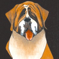 In the Dog House - Whimsical Dog Portraits  by Mark Hordyszynski - SALE! (MINIMUM PURCHASE 1 YARD)