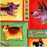 Smoochie Poochie -1 Whimsical Dog Portrait Collage by Laurie Cook