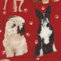 My Pet Family - Whimsical Dogs and Pawprints on Red