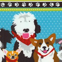 Must Love Dogs - Whimsical Vertical Stripe by Ginger Oliphant- LTD. YARDAGE AVAILABLE (.25 yard; MUS