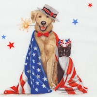 Red White and Blue - Patriotic Pooches on Ivory