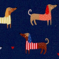 Whiskers and Tails - Decked out Dachshunds on Blue