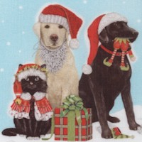 Holly Jolly Christmas -  Festive Dogs and Cats by Mary Lake-Thompson
