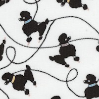 Rock Around the Clock - Tossed Retro Poodles on White