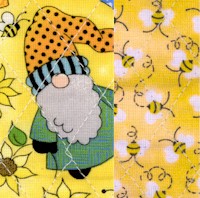 Reversible Quilted Tossed Garden Gnomes - LTD. YARDAGE AVAILABLE (1.125 YDS.) MUST BE PURCHASED IN F