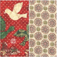 Reversible Quilted, Peace On Earth - Gilded Doves and Snowflakes by Ro Gregg