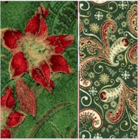 Reversible Quilted, Peace On Earth - Gilded Poinsettias, Instruments and Holly by Ro Gregg
