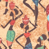 Kenya - Colorful African Women on Textured Beige