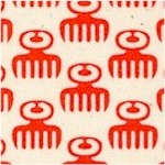 Akoma - African Duafe (Comb) Symbol in Red on Cream 