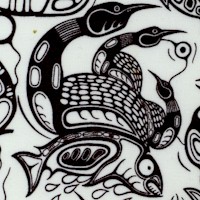 Healing Waters - Totem Style Loons and Fish by Mark Anthony Jacobson