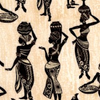 African Women Silhouettes on Textured Beige (Digital)