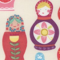 Butterflies and Dolls - Metryoshkas on Cream - SALE! (MINIMUM PURCHASE 1 YARD)