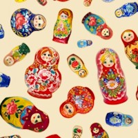 Tossed Gilded Matryoshka Dolls on Cream