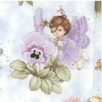 Angels & Fairies - Tossed Flowers and Fairies with Silver Metallic Stardust