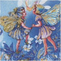 Dawn Fairies with Stardust Glitter on Blue by Cicely Mary Barker