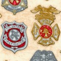 All Fired Up - Firefighters Badges on Tan by Dan Morris