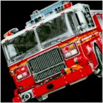 Tossed Firetrucks on Black - BACK IN STOCK!