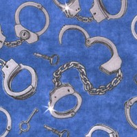 Protect and Serve - Tossed Handcuffs on Blue