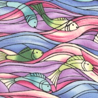 Ocean Waves - Stained Glass Style Pastel Fish