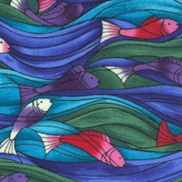 Ocean Waves - Stained Glass Style Colorful Fish