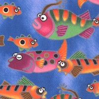 Commotion in the Ocean - Whimsical Schools of Fish by Yuko Hasegawa - SALE! (MINIMUM PURCHASE 1 YARD