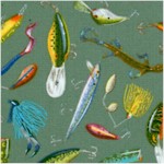 Top Rod - Tossed Fishing Lures on Green 