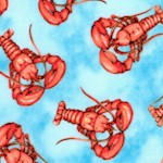 High Tide - Tossed Small Scale Lobsters on Blue