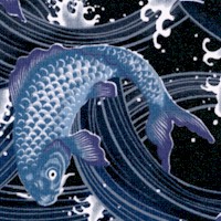 Imperial Palace - Elegant Koi in Shades of Blue