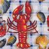Lobsters Crabs and Scallops on Plaid