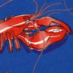 American Coast: Maine Dish - Tossed Lobsters on Blue - LTD. YARDAGE AVAILABLE IN TWO PIECES