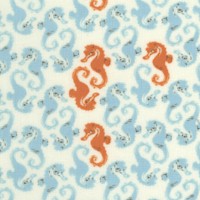 Mendocino - Small Scale Seahorses in Blue and Orange by Heather Ross - LTD. YARDAGE AVAILABLE