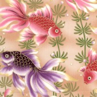 Nobu Fujiyama - Kingyo - Elegant Gilded Goldfish on Soft Beige
