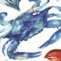Ocean Tides - Tossed Lobsters, Crabs and Fish on Ivory