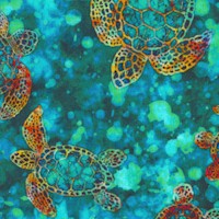 Oceana - Deep Sea Turtles on Teal Batik