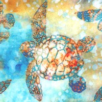 Oceana - Deep Sea Turtles on Blue Batik