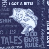 Old Guys Rule® - Fish and Fishing Phrases on Denim Blue