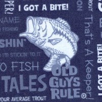 Old Guys Rule - Fish and Fishing Phrases on Denim Blue