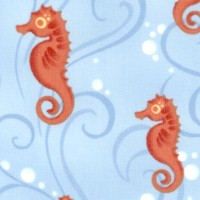 Beach Babes - Cute Seahorses on Blue - SALE! (MINIMUM PURCHASE 1 YARD)