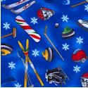 Winter Sports - Tossed Olympic Equipment on Blue FLANNEL by Laurie Godin