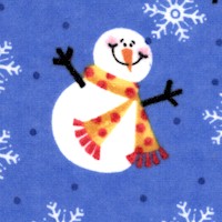 Winter Flannel - Tossed Snowmen on Blue FLANNEL - SALE! (MINIMUM PURCHASE 1 YARD)