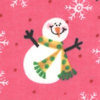 Winter Flannel - Tossed Snowmen on Pink FLANNEL- SALE! (MINIMUM PURCHASE 1 YARD)