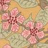 Arabesque Floral in Peach Green and Mustard