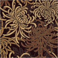 China Doll - Gilded Spider Mums on Black Sateen