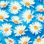 Vibrant Garden - Small Scale Daisies on Blue