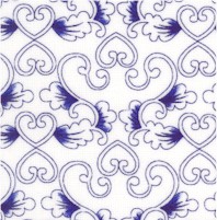Delft Remix - Floral Scroll in Blue and White