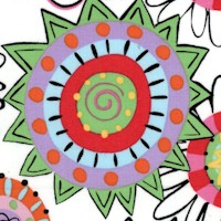 Fiesta - Colorful Flowers on White by Dori Vogel of Dreaming Bear Designs