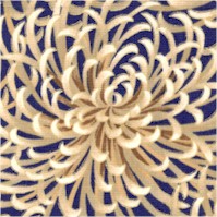Tranquility Collection - Elegant Gilded Spider Mums on Blue