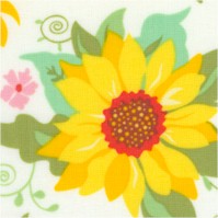 Sunshine Serenade - Tossed Sunflowers on Ivory - SALE! (MINIMUM PURCHASE 1 YARD)